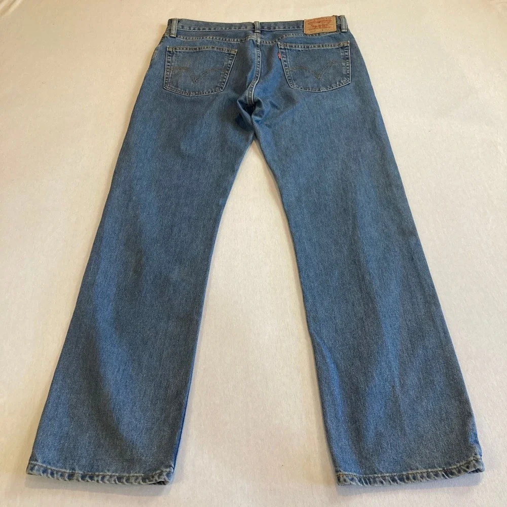 Levis 505 Mens Jeans 34x32 Straight Fit Med Wash Blue Denim 100% Cotton Mexico